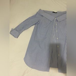 Off the shoulder striped dress shirt